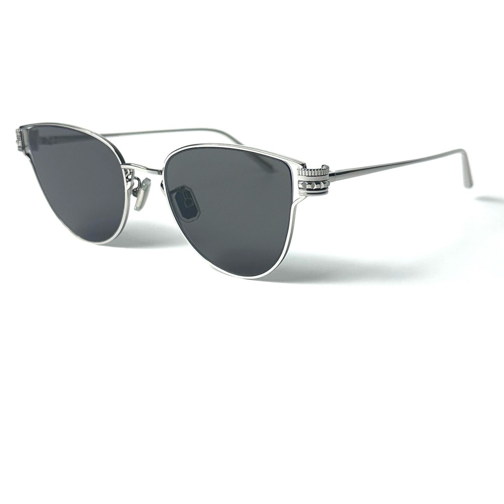 Boucheron  BC 0113S 003 Silver  Cat Eye Full Rim Sunglasses New  Authentic